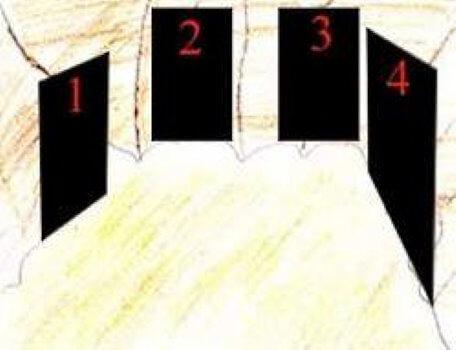 A room with four numbered exits in the second season of the Knightmare RPG.