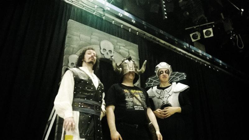 The Knightmare Live team pose with the dungeoneer at the Knightmare Convention 2014