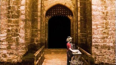 A castle entrance, as seen in Series 5 of Knightmare (1991).