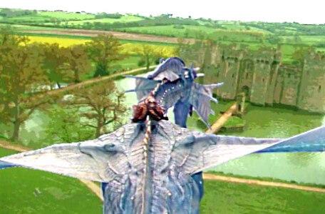 Knightmare Series 5 Team 4. Smirkenorff comes in to land at a castle.