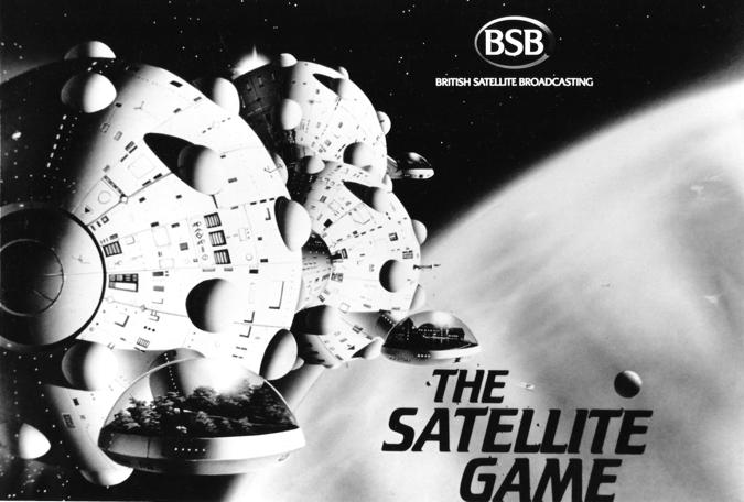 The Satellite Game - black & white Enigma with title and BSB logo