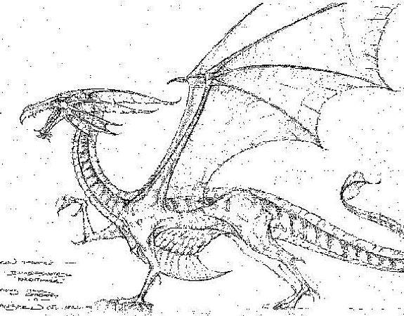 An early sketch for a prototype dragon from Mark Cordory's studio.
