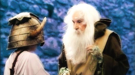Merlin the Magician, as played by John Woodnutt in Series 4 of Knightmare (1990).