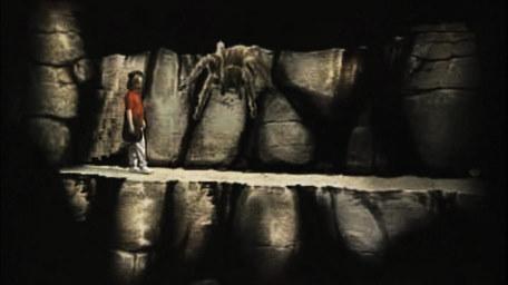 The ledge, based on a handpainted scene by David Rowe, as shown on Series 2 of Knightmare (1988).