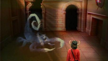 A variant of the Snake / Scorpion Room, based on a handpainted scene by David Rowe, as shown on Series 1 of Knightmare (1987).