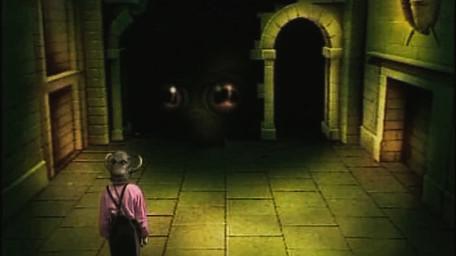 A variant of the Snake / Scorpion Room, based on a handpainted scene by David Rowe, as shown on Series 2 of Knightmare (1988).