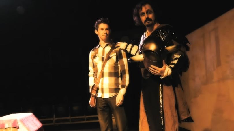 Keith as a Knightmare Live dungeoneer with Paul Flannery (Treguard) at the Udderbelly Festival, London South Bank, 2016.