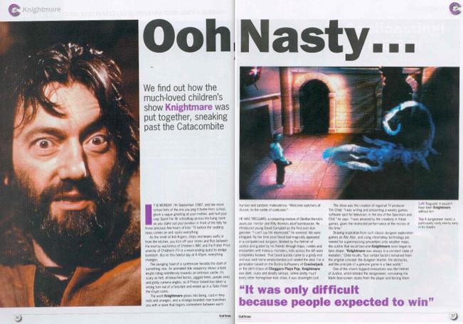 A preview of the first two pages of a Cult Times article on Knightmare from 2005.