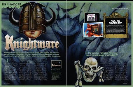 A preview of the first two pages of the Retrogamer article, 'The Making of Knightmare' by Andrew Fisher in 2011.