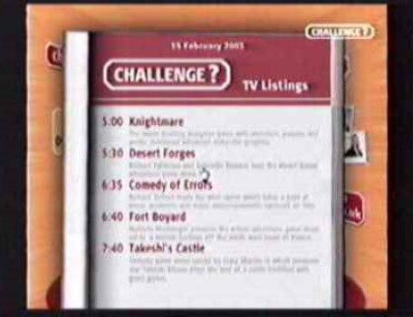 A Challenge TV schedule featuring Knightmare for February 2003.