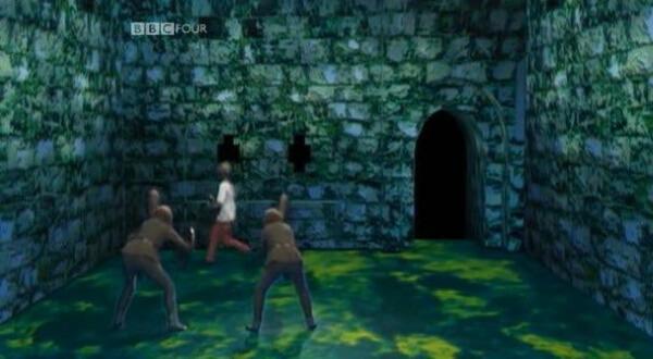Children's TV on Trial (2007). Footage from Knightmare. Rebecca (Series 8 Team 5) runs from the goblins.