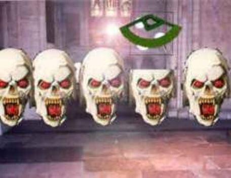 A piece of the talisman is revealed among a line of skulls in the second season of the Knightmare RPG.