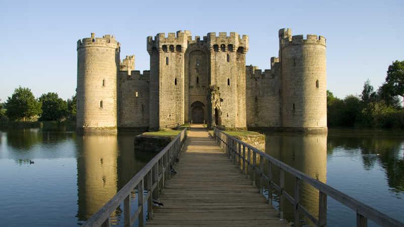 A shot of Bodiam Castle in Sussex, which appeared in Knightmare.