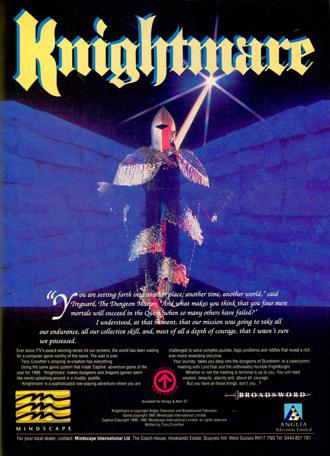 An advertising poster for the Mindscape Knightmare computer game for Amiga and Atari ST (1991).