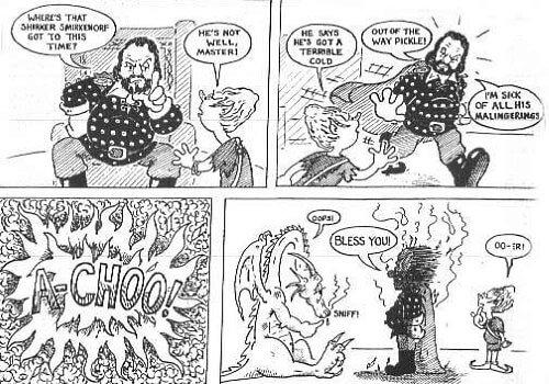 A cartoon by Arlo Worts in The Quest, the official Knightmare fanzine. Volume 1, Issue 3.