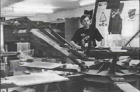 Jack the printer at Screens, which produces Knightmare clothing merchandise.