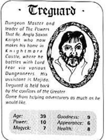 A Top Trumps card for Treguard in The Quest, the Official Knightmare newsletter. Volume 3, Issue 1.