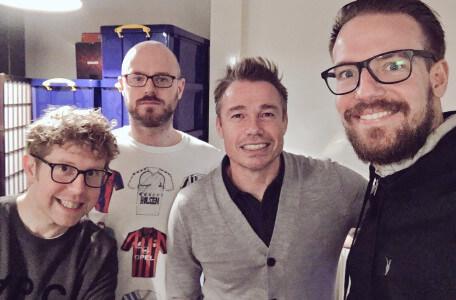 Josh Widdicombe with Chris Scull, Michael Marden and guest Graeme Le Saux.