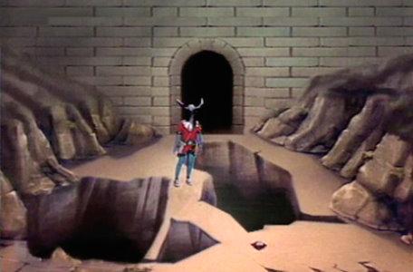 A cavern with narrow pathways in the first series of El Rescate del Talisman.