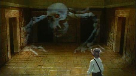 The catacombite, based on a handpainted scene by David Rowe, as shown on Series 1 of Knightmare (1987).