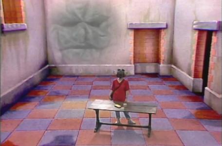 Knightmare Series 1 Team 2. Maeve in the Level 1 clue room.