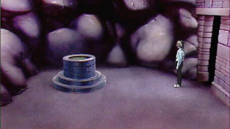 The Level 1 wellway room, based on a handpainted scene by David Rowe, as shown on Series 1 of Knightmare (1987).