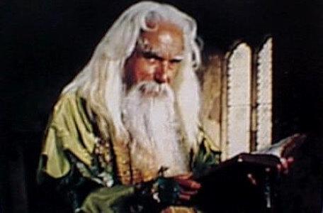 A 1987 colour character shot of Merlin (John Woodnutt).