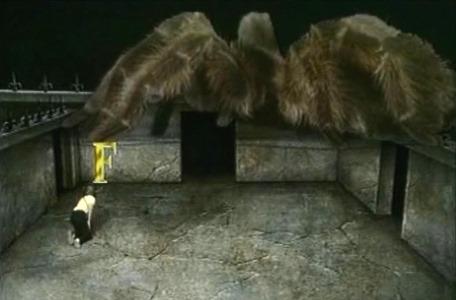 Knightmare Series 2 Team 4. Mark scuttles across the floor to collect a quest piece from the Spider Room.