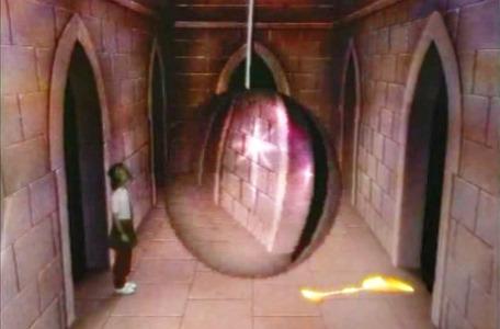 Knightmare Series 2 Team 8. A large pendulum swings down the corridor.