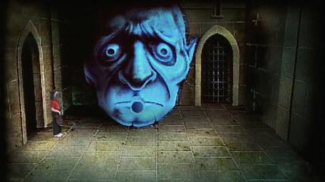 The Gargoyle Room, based on a handpainted scene by David Rowe, as shown on Series 1 of Knightmare (1987).