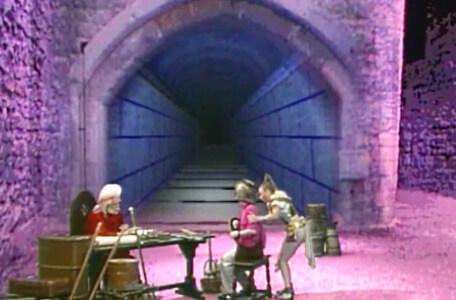 Knightmare Series 4 Quest 4. Gundrada helps Simon up after he is dismissed by Hordriss.