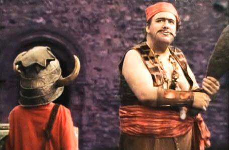 Knightmare Series 4 Quest 6. Dickon bribes Fatilla the Hun with a horn.