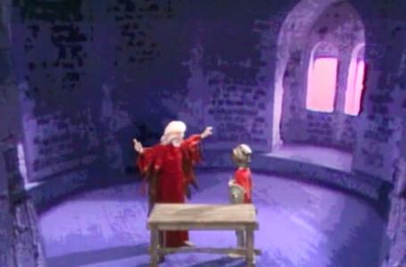 Knightmare Series 4 Quest 6. Hordriss arrives in a round room to reward Dickon.