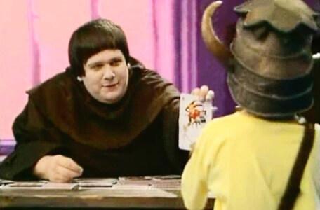 Knightmare Series 4 Quest 8. Brother Mace hands over a joker.