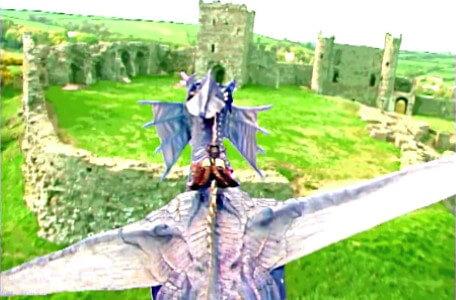 Knightmare Series 5 Team 1. Smirkenorff lands by a castle.