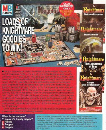 A competition to win the Knightmare board game and books in the 25/01/1992 issue of Look In Magazine (p.31).