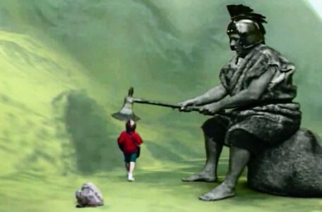 Knightmare Series 7 Team 3. Alex strides towards the cave entrance as a troll raises its axe.