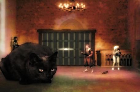 Knightmare Series 7 Team 6. Julie turns into a big black cat to scare Raptor.