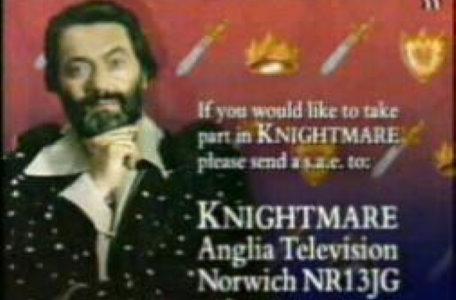 Knightmare Series 8, End of Series. A call-for-participants card with the address of Anglia Television at the end of the episode.