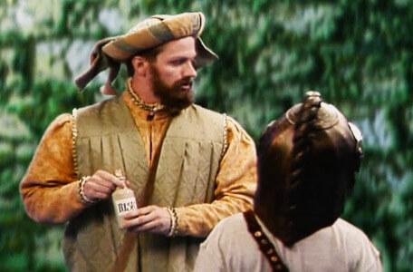 Knightmare Series 8 Team 3. Honesty Bartam has a shifty look around before offering Nathan a potion.