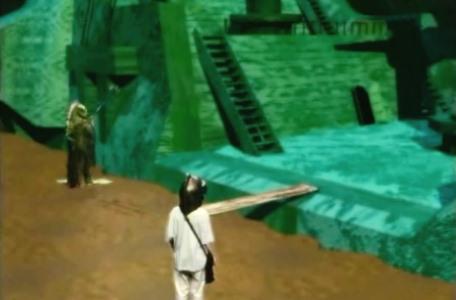 Knightmare Series 8 Team 3. Nathan on the jetty by the Golden Gallon as a mireman stands guard.