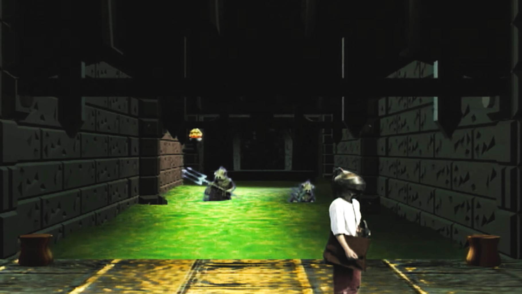 A team is pursued by miremen in the sewers. Team 5 from Series 8 of Knightmare (1994).